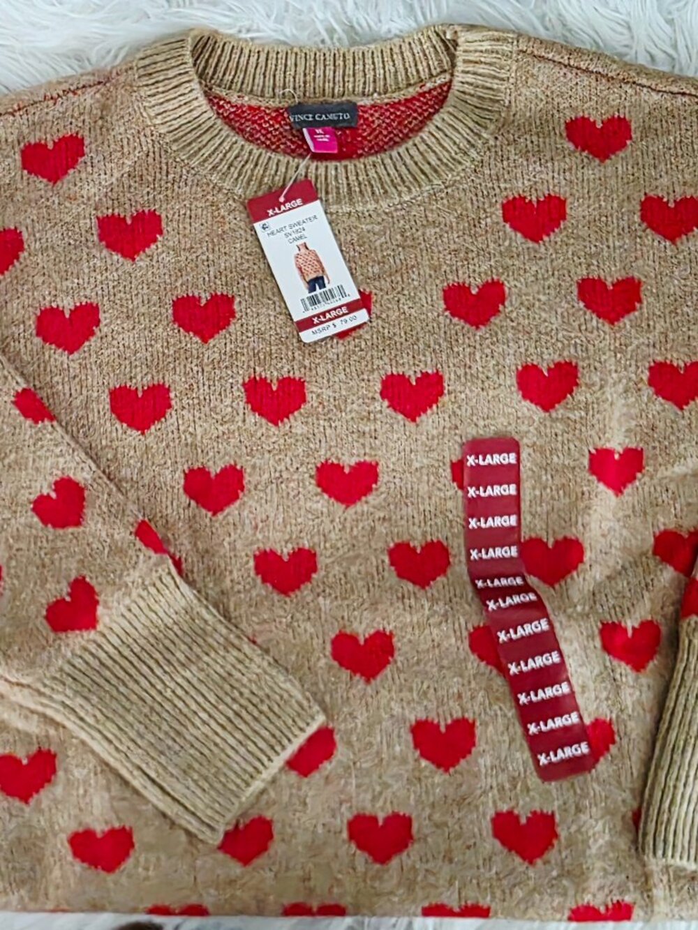 NWT Vince Camuto Women's Heart Sweater, Size XL, MSRP $79.00